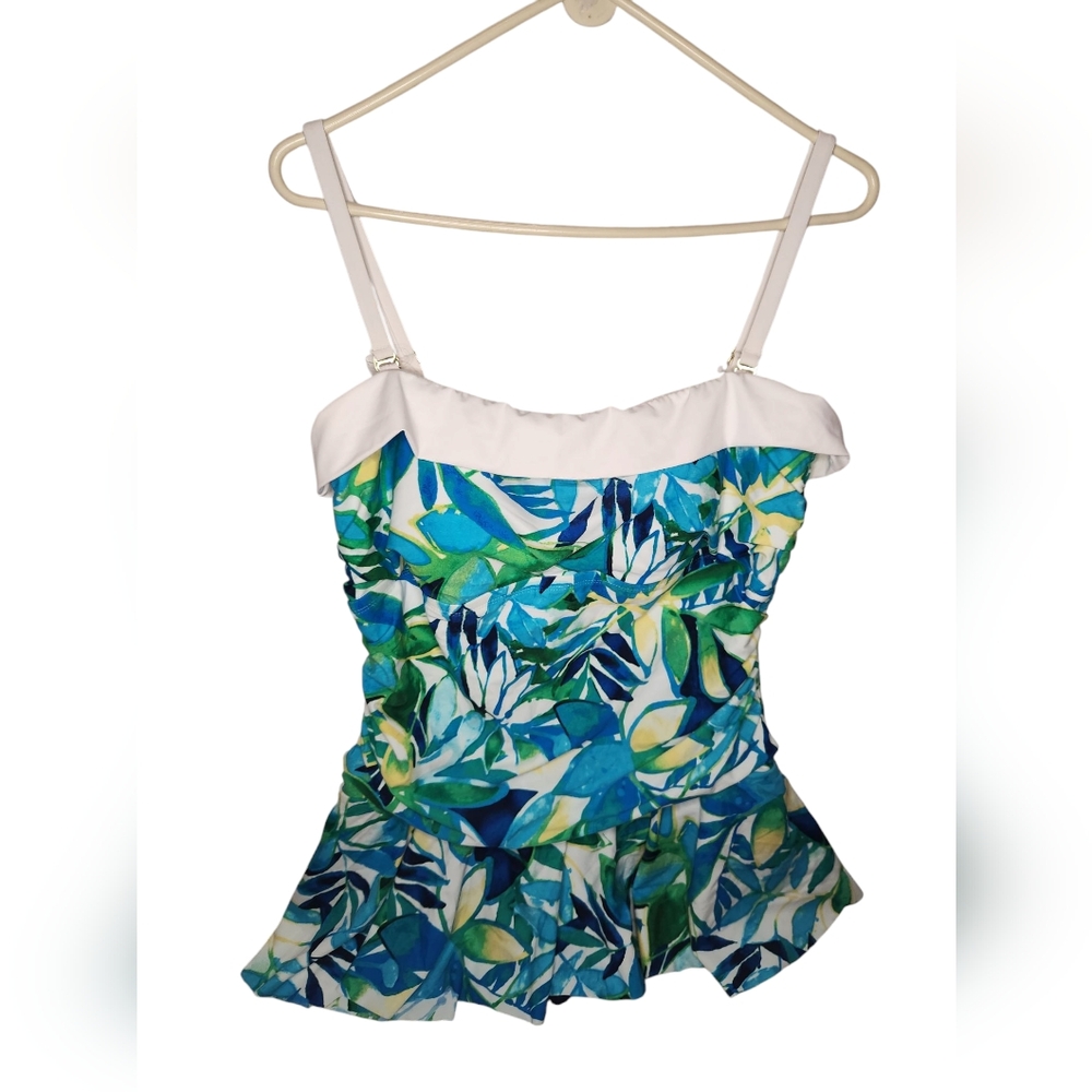 NWT Chaps Tropical Body Sculptor Tummy Slimmer One-Piece Swimsuit Size 16W